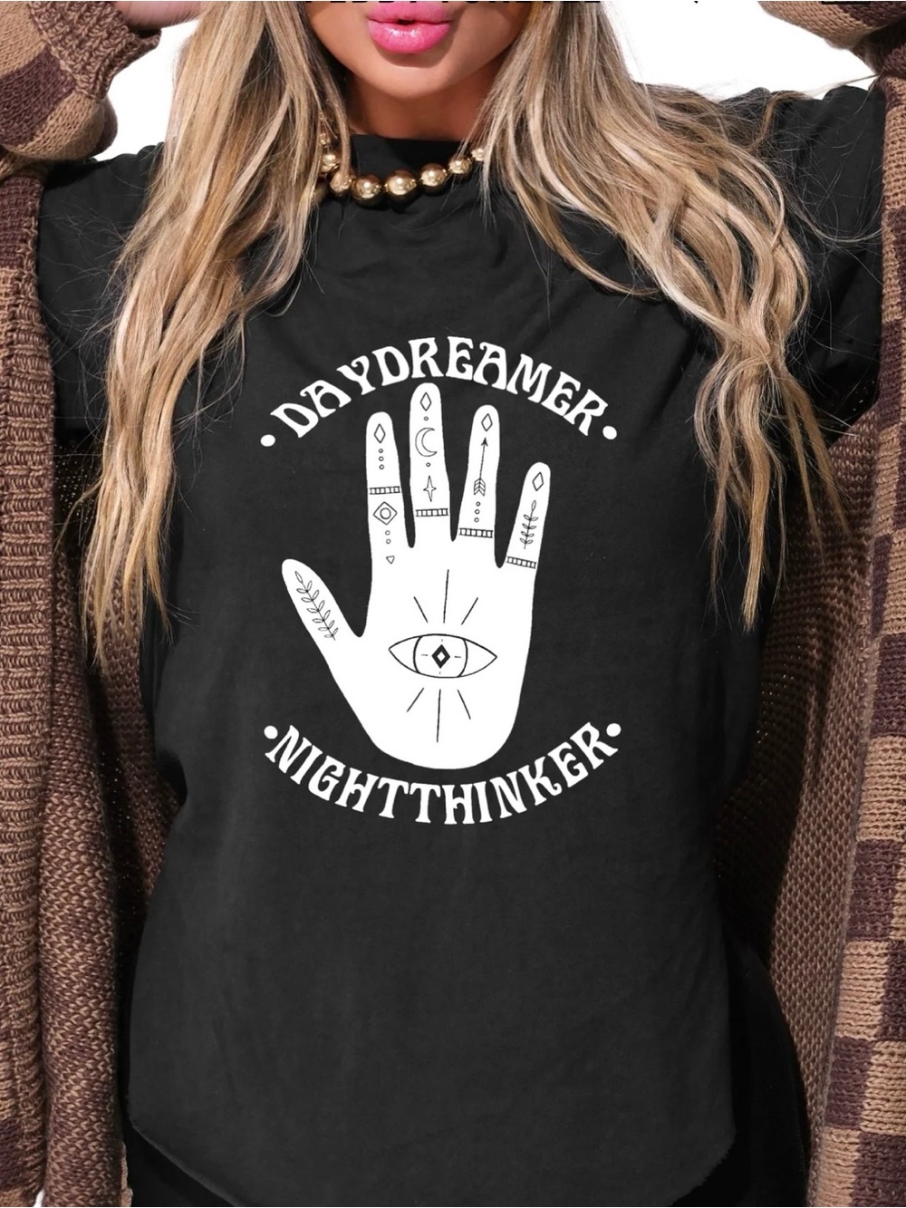 Pebby Forevee Daydreamer Nightthinker Graphic Tee - Black, Side Slit Tee, 2X